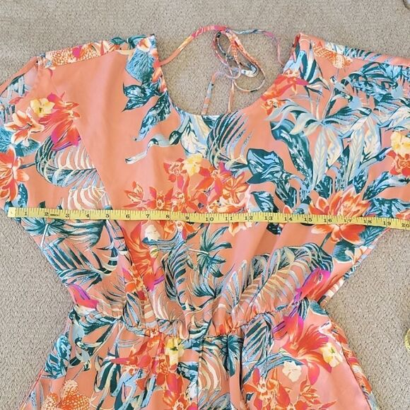 BCBG Maxazria Coral Tropical Floral Romper - Size XS - Picture 10 of 15